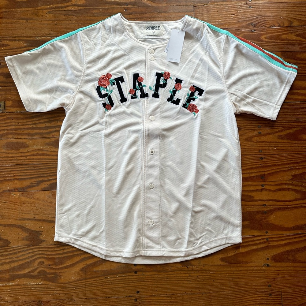 staple pigeon brand mens button shirt Rose cream size M